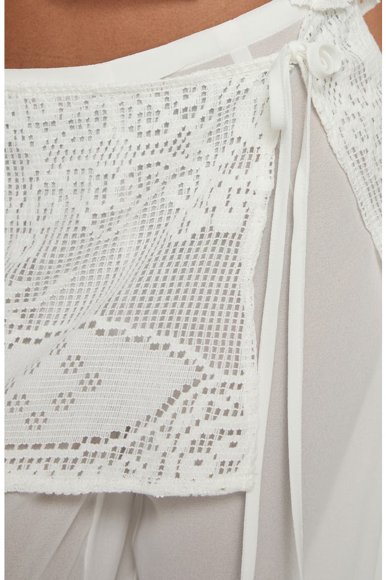 Claudie Layered Lace Straight Leg Pants, Alternate, color, WHITE
