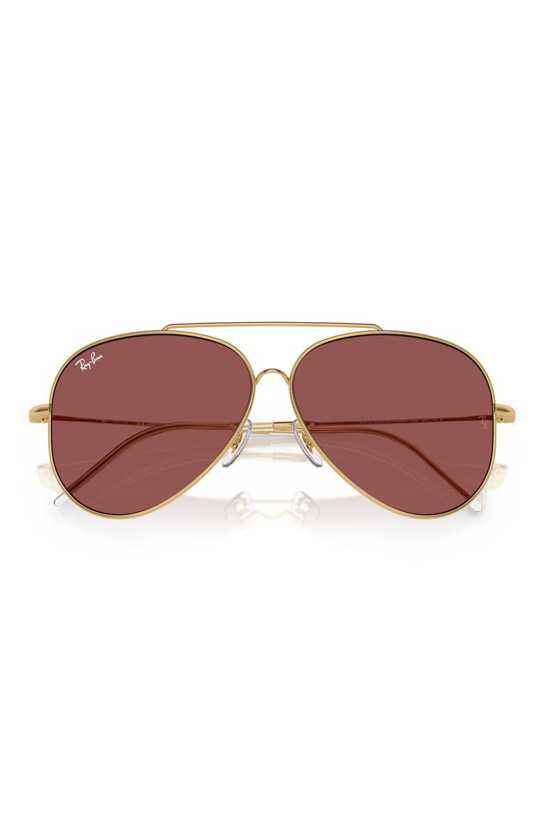 Aviator Reverse 59mm Pilot Sunglasses, Alternate, color, DARK VIOLET