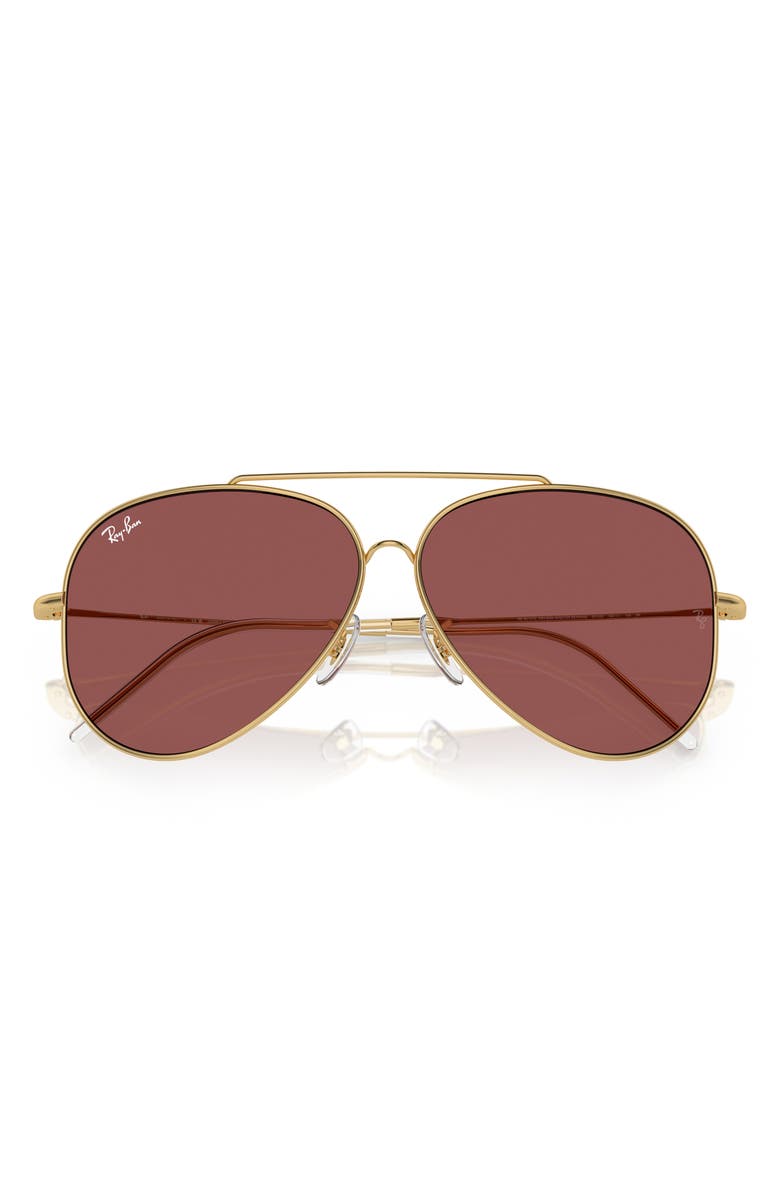 Ray-Ban Aviator Reverse 59mm Pilot Sunglasses, Alternate, color, Dark Violet