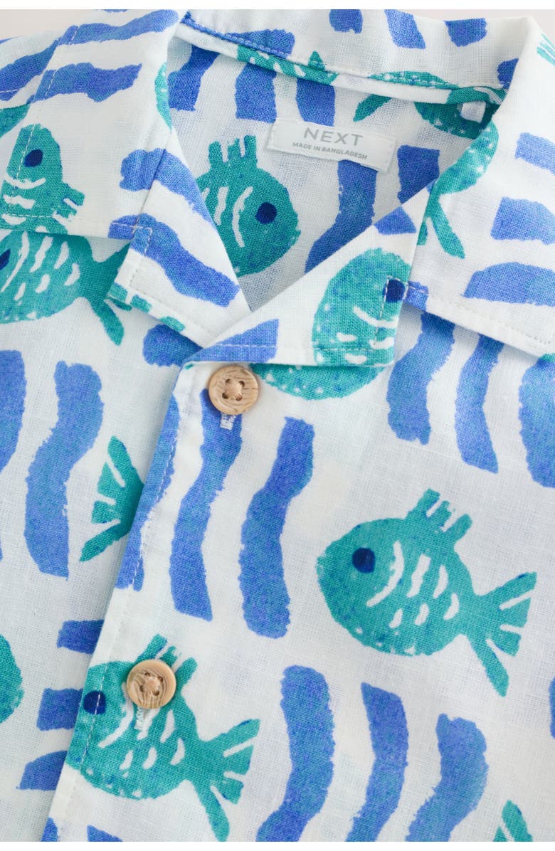 NEXT Kids' Fish Print Camp Shirt & Drawstring Shorts Set, Alternate, color, Multi