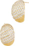 SAVVY CIE JEWELS Domed Pavé Hoop Earrings