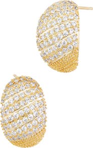 SAVVY CIE JEWELS Domed Pavé Hoop Earrings