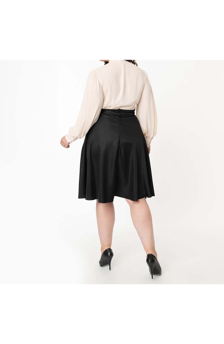 Unique Vintage Plus Size Retro Style High Waist Vivien Swing Skirt, Alternate, color, Black Solid