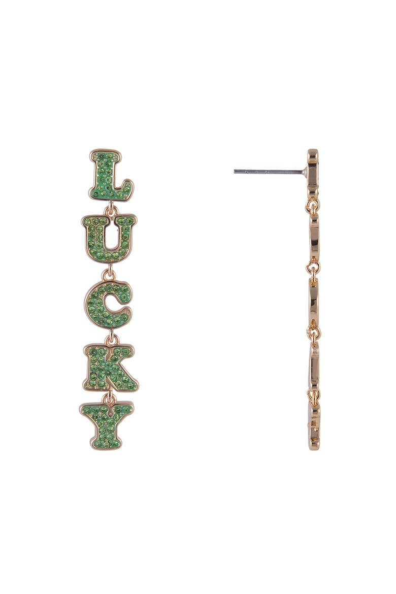 Lucky Linear Earrings, Alternate, color, Green