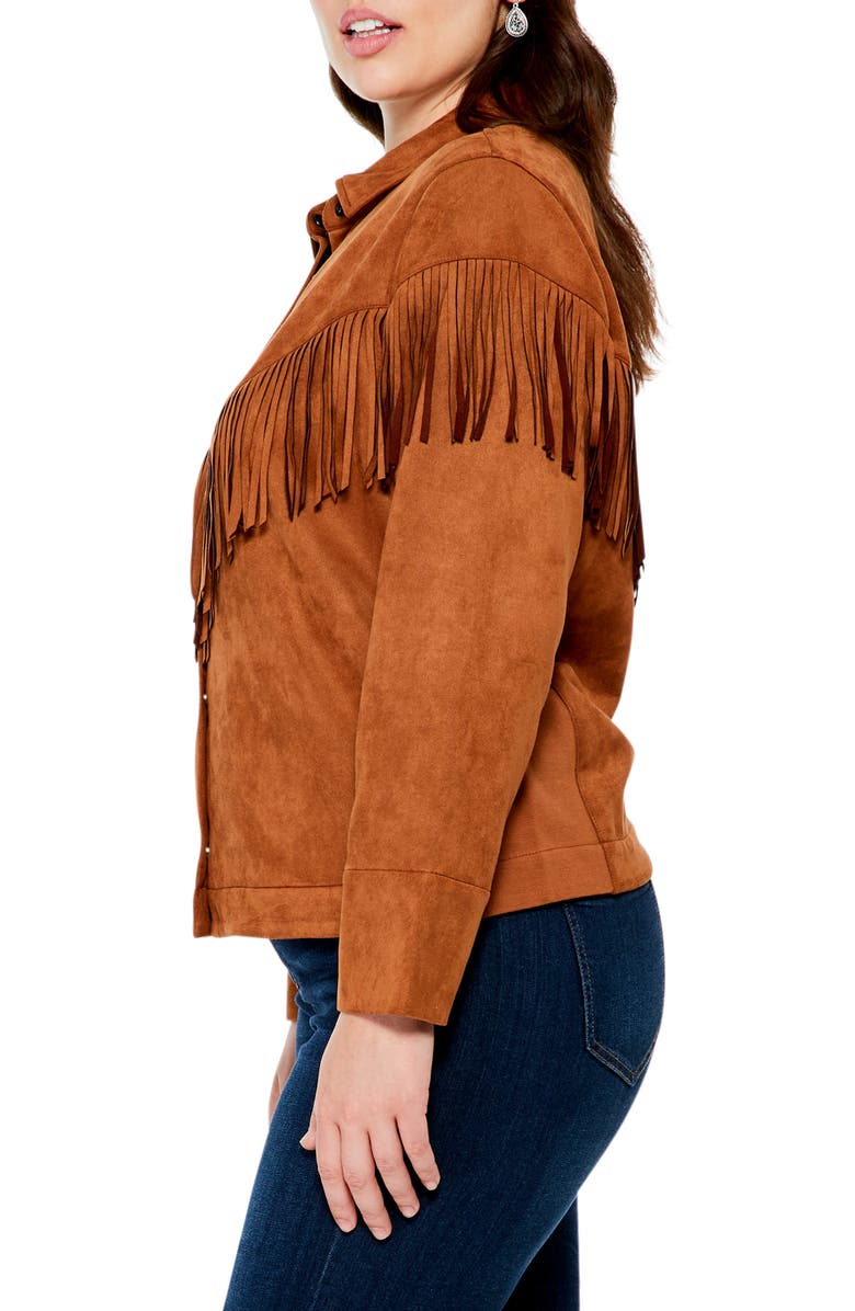 NIC+ZOE Fall Faux Suede Fringe Jacket, Alternate, color,