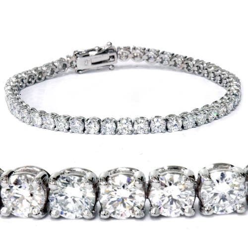 Bliss Diamond 7 Ct T.w. Round Lab Grown Diamond Tennis Bracelet 14k Gold 7" In 14k White Gold