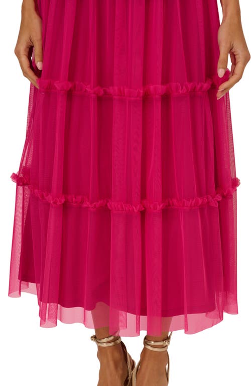 ADRIANNA PAPELL ADRIANNA PAPELL MIXED MEDIA TIERED COCKTAIL MIDI DRESS