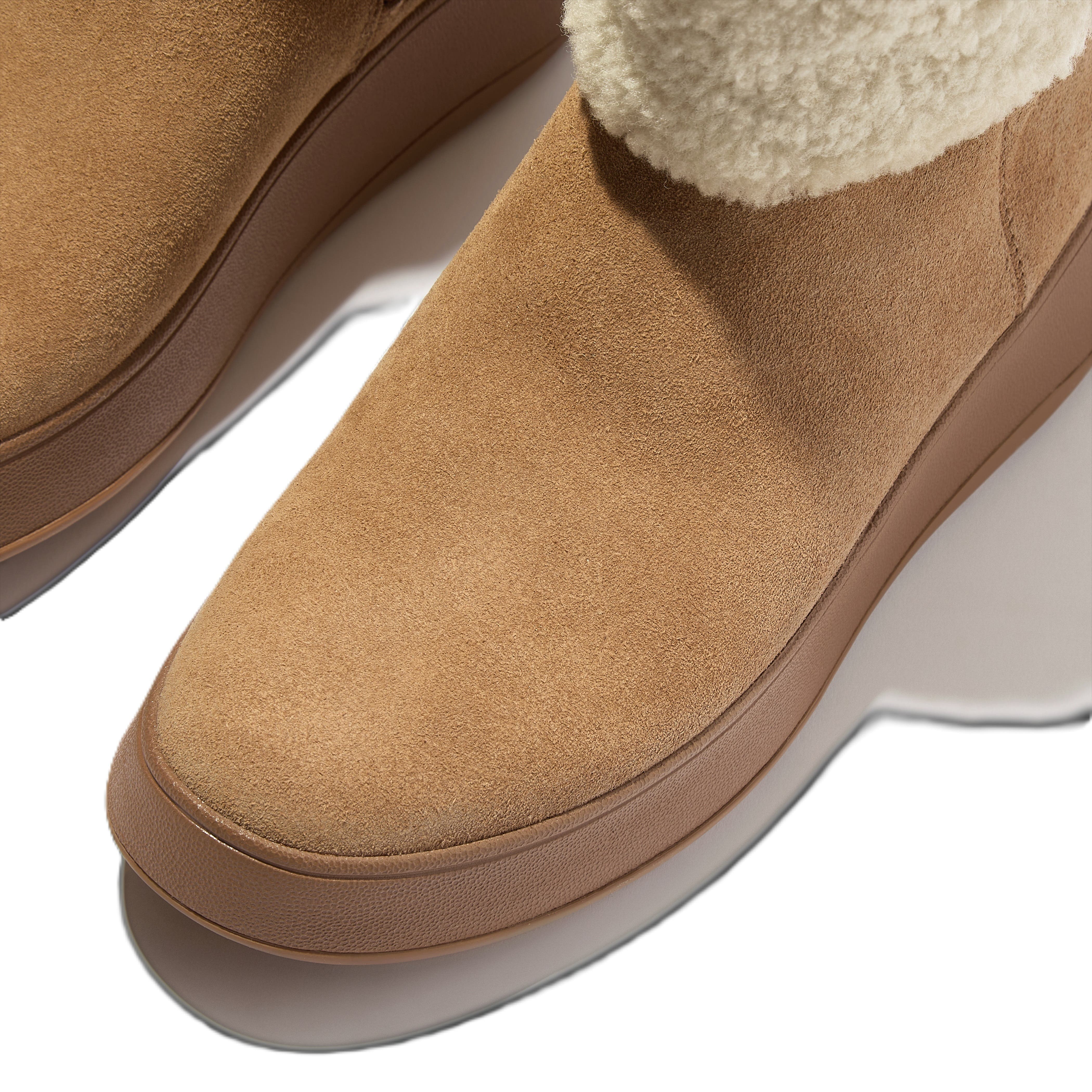 FitFlop F Mode Shearling Collar Zip, Alternate, color, Desert Tan