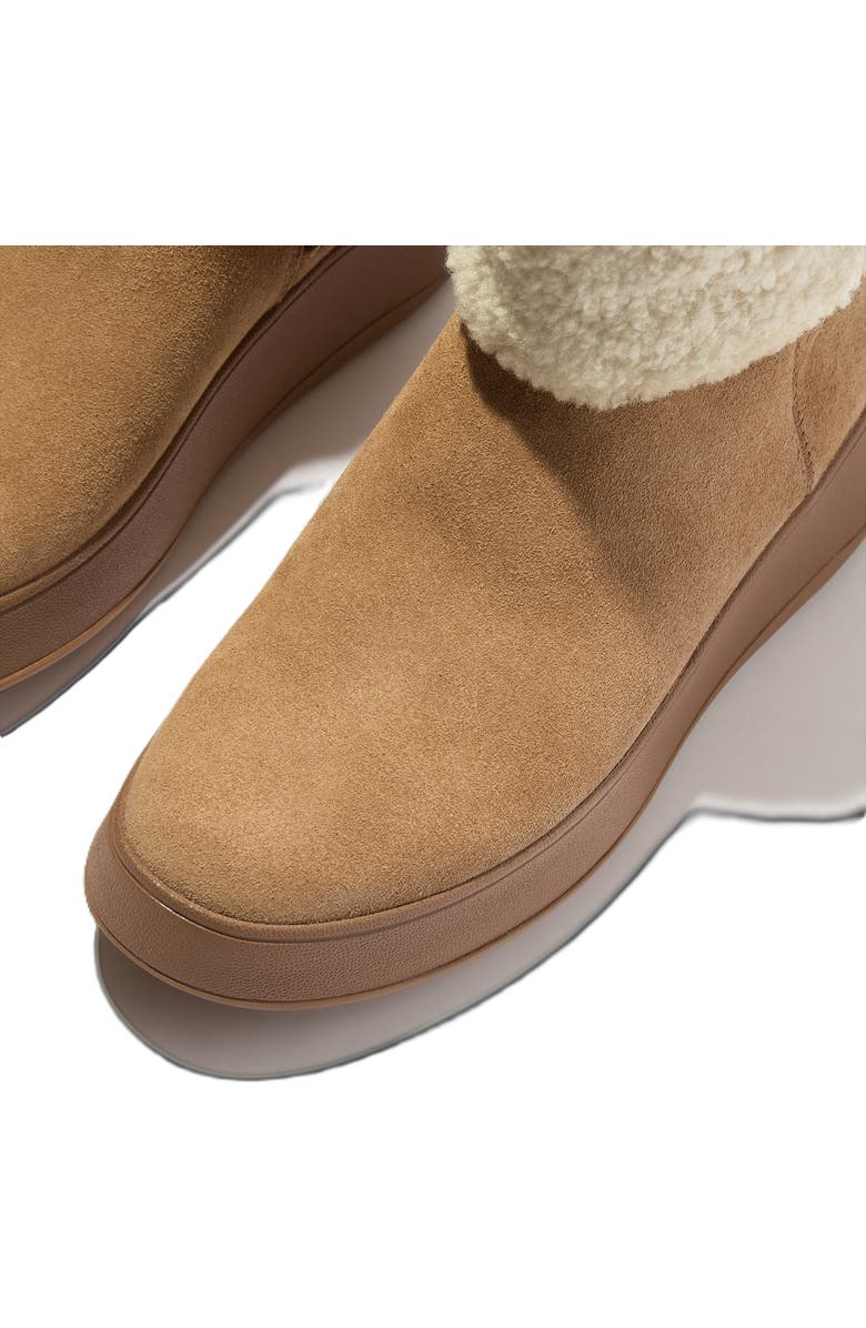 FitFlop F Mode Shearling Collar Zip, Alternate, color, Desert Tan