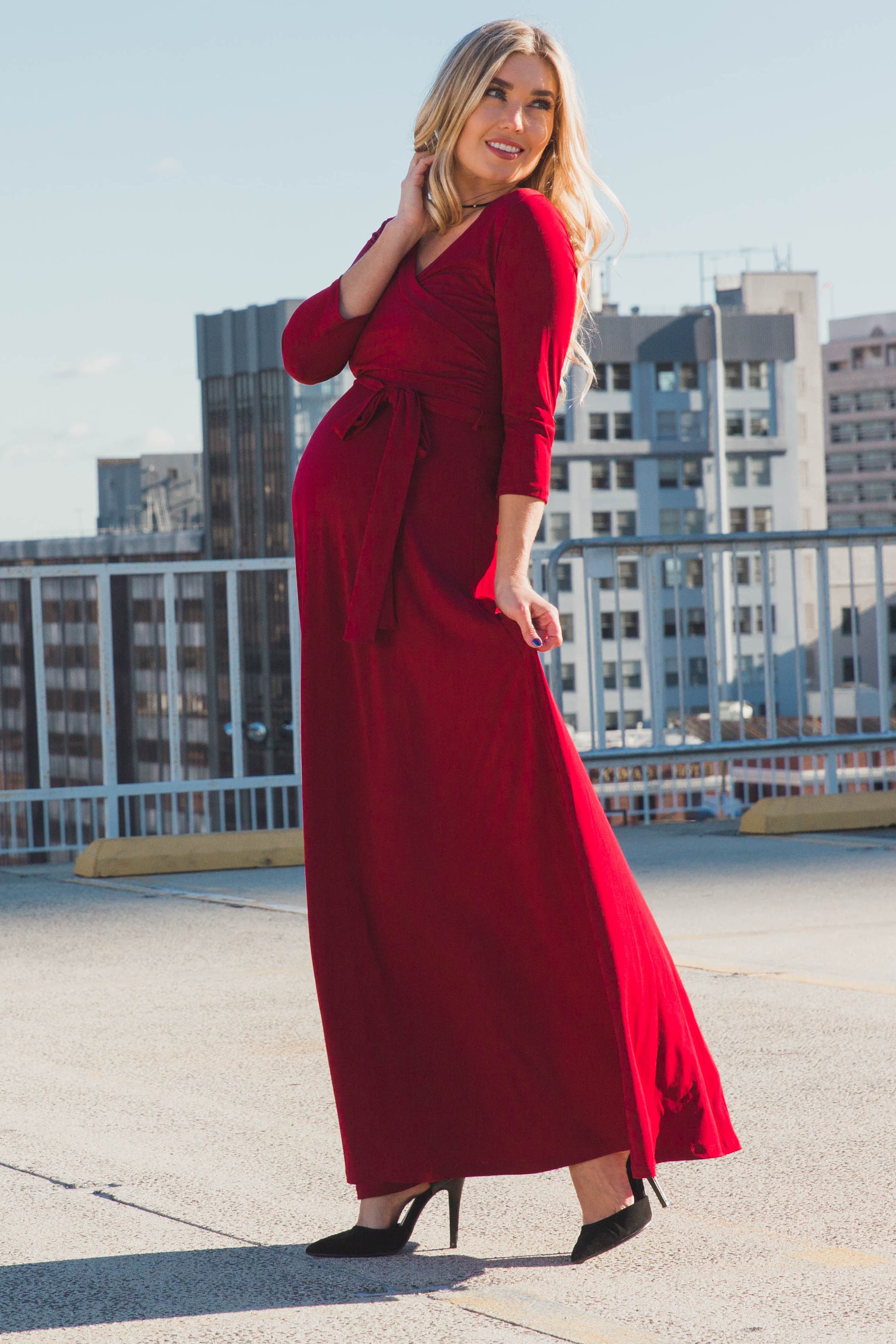 Draped 3/4 Sleeve Maxi Dress - image 4