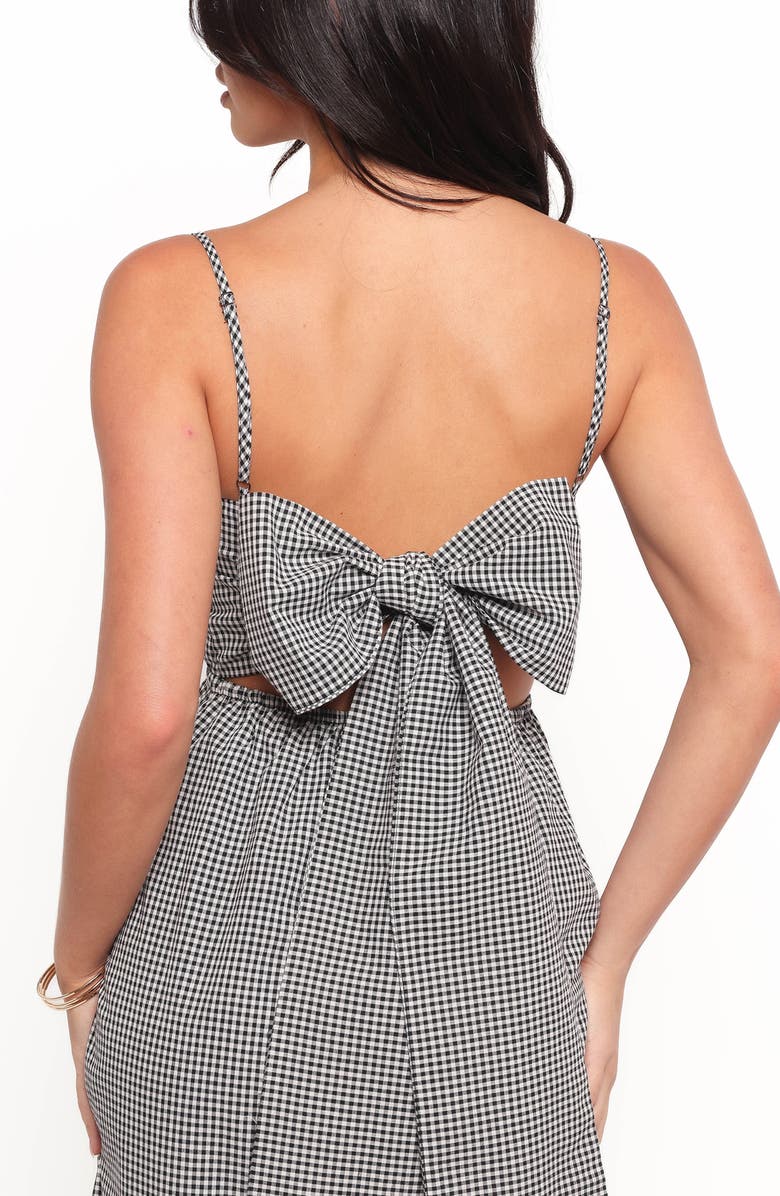 Petal & Pup Serene Gingham Tie Back Sleeveless Maxi Dress, Alternate, color, Black Gingham