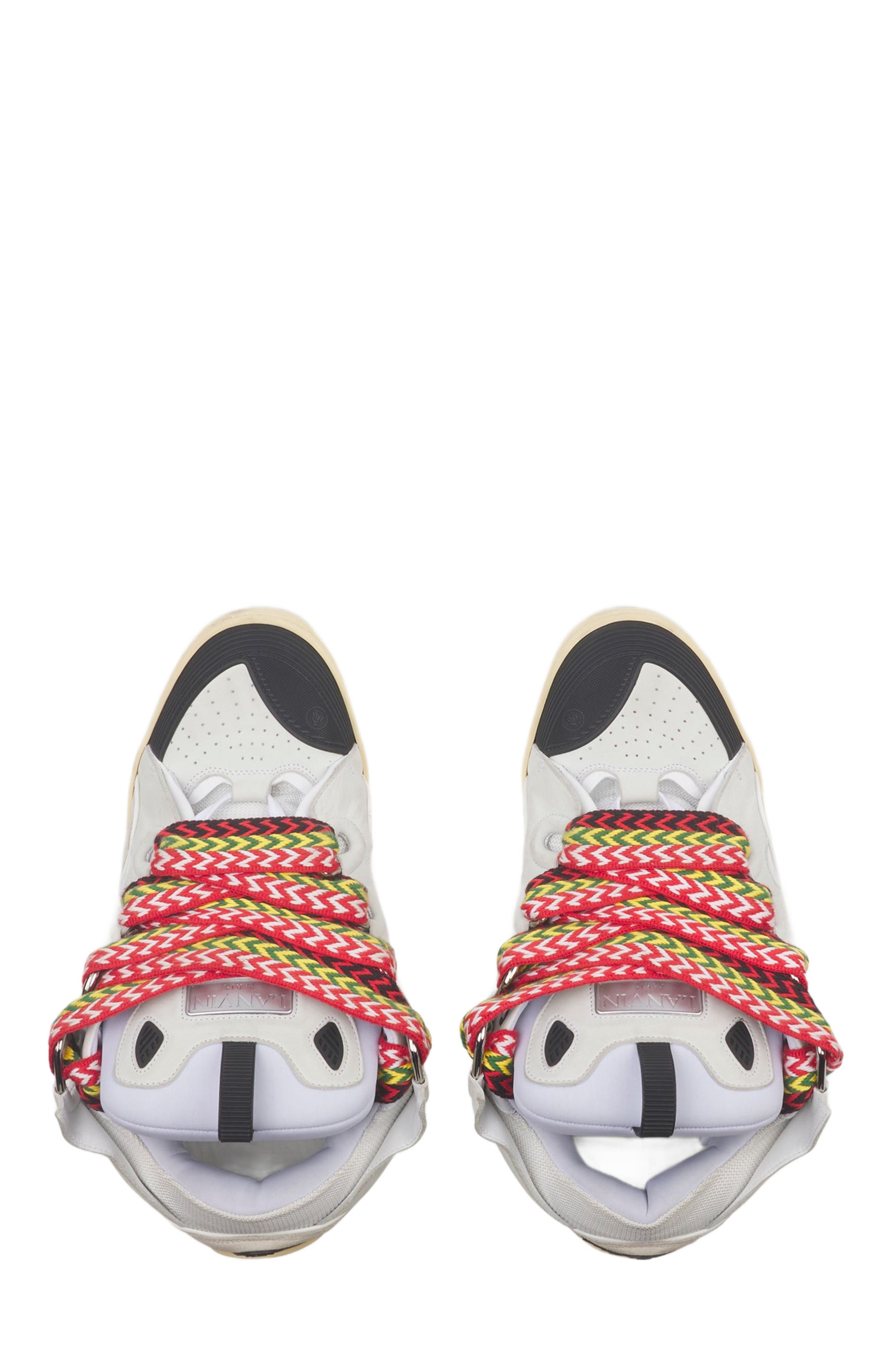 LEATHER CURB SNEAKERS, Alternate, color, WHITE