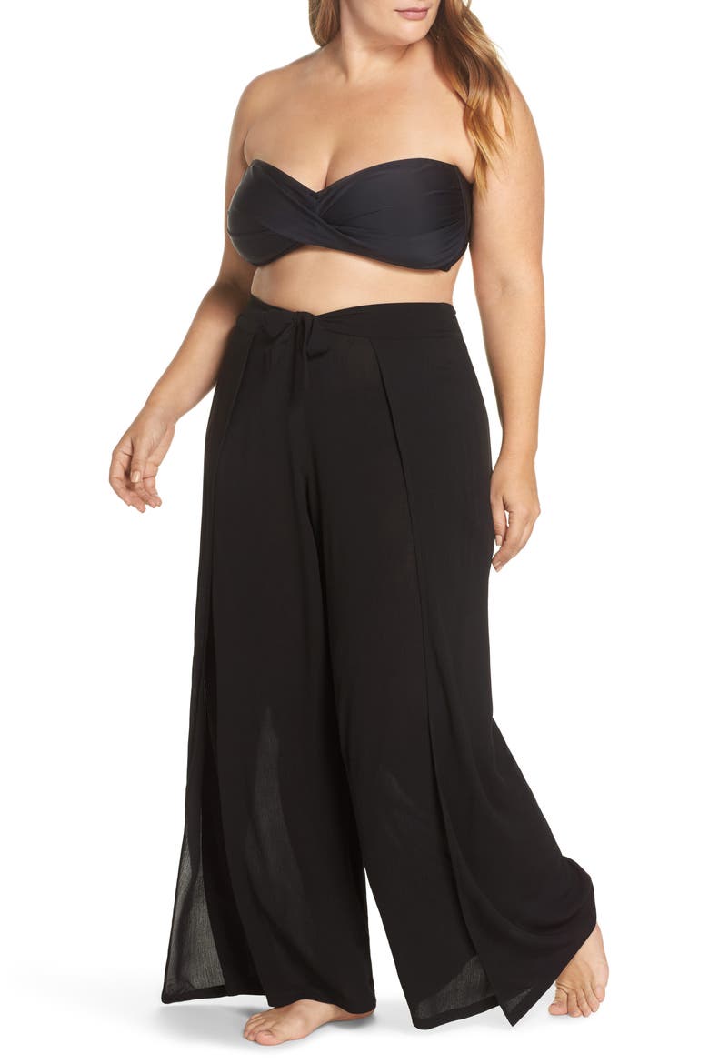 Modern Muse Cover-Up Flyaway Pants, Alternate, color, BLACK