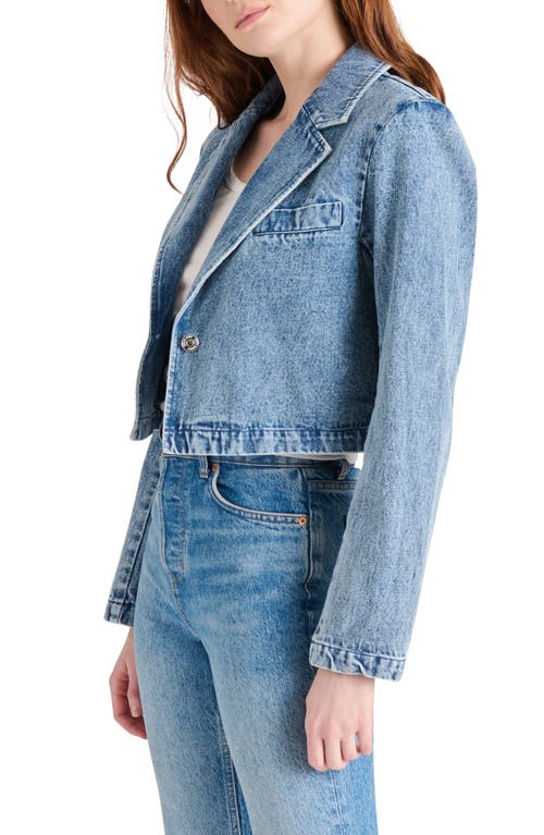 Steve Madden Tarin Crop Denim Blazer In Acidwash Denim