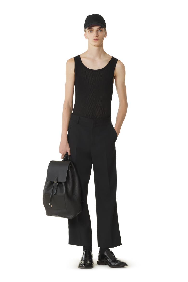 Black Pleated Jersey Tank Top, Main, color, Black