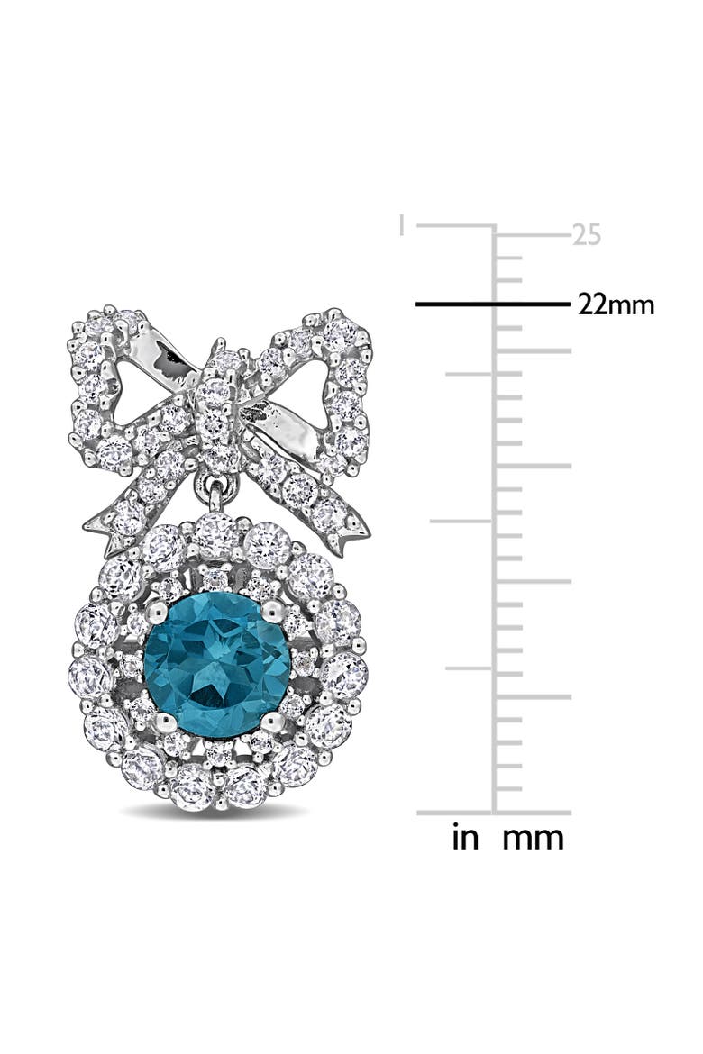 Blue Topaz & White Topaz Bow Halo Earrings, Alternate, color, Blue Topaz