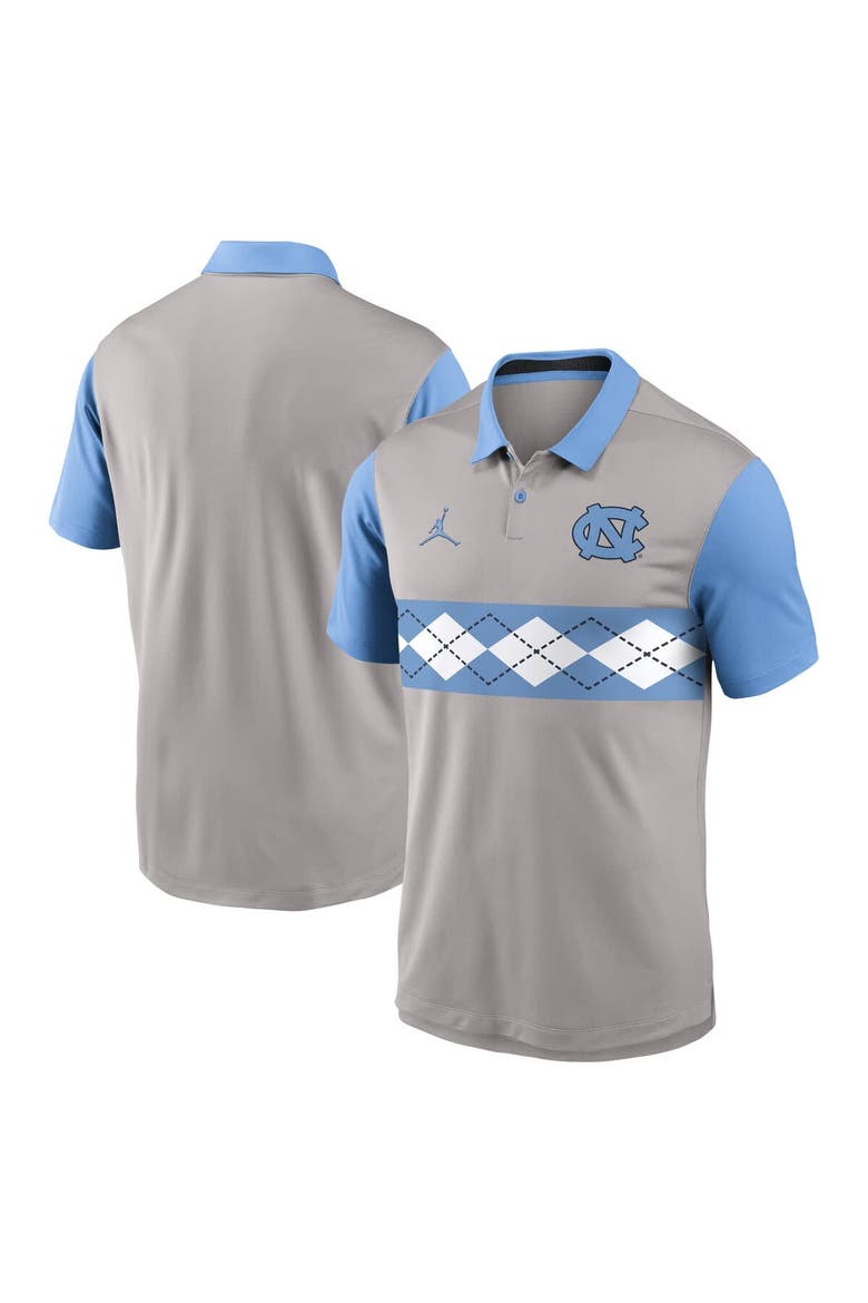Men's Jordan Brand Gray/Carolina Blue North Carolina Tar Heels Vapor Dri-FIT Polo, Main, color, Gray