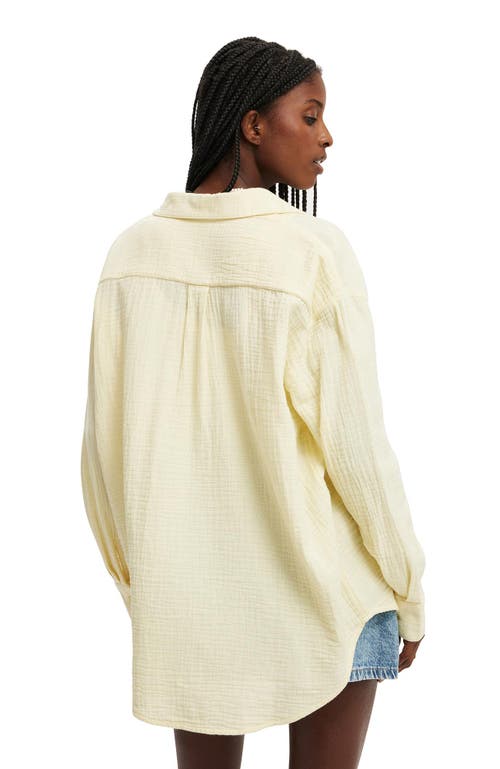 Cotton On Haven Long Sleeve Shirt In Lemon Icing Double Cloth