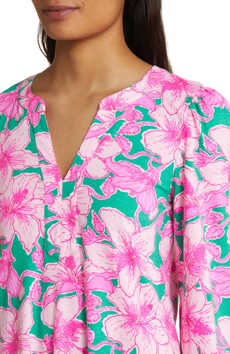Lilly Pulitzer<sup>®</sup> Alyssa Hibiscus Print Long Sleeve Shift Dress, Alternate, color,