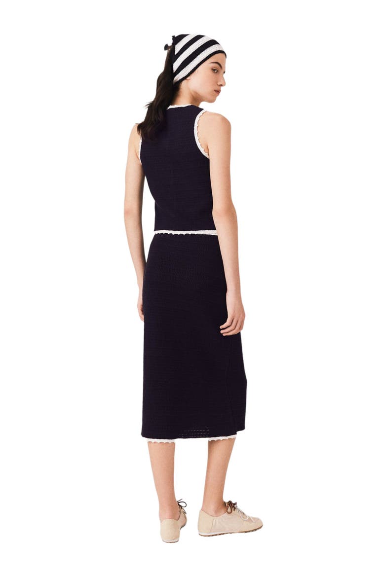 Midi skirt with crochet trim, Alternate, color, Navy