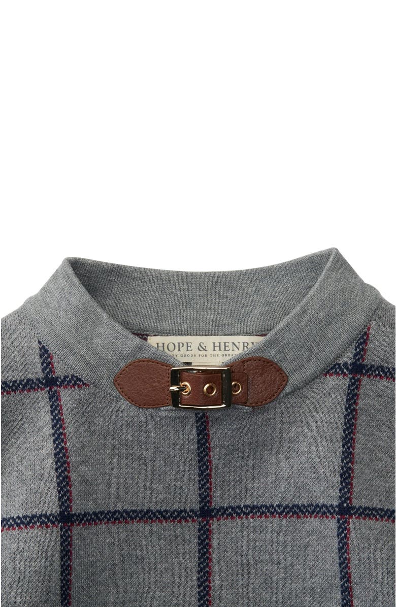 Hope & Henry Girls' Cable Sweater Cape, Kids, Alternate, color, Gray Plaid