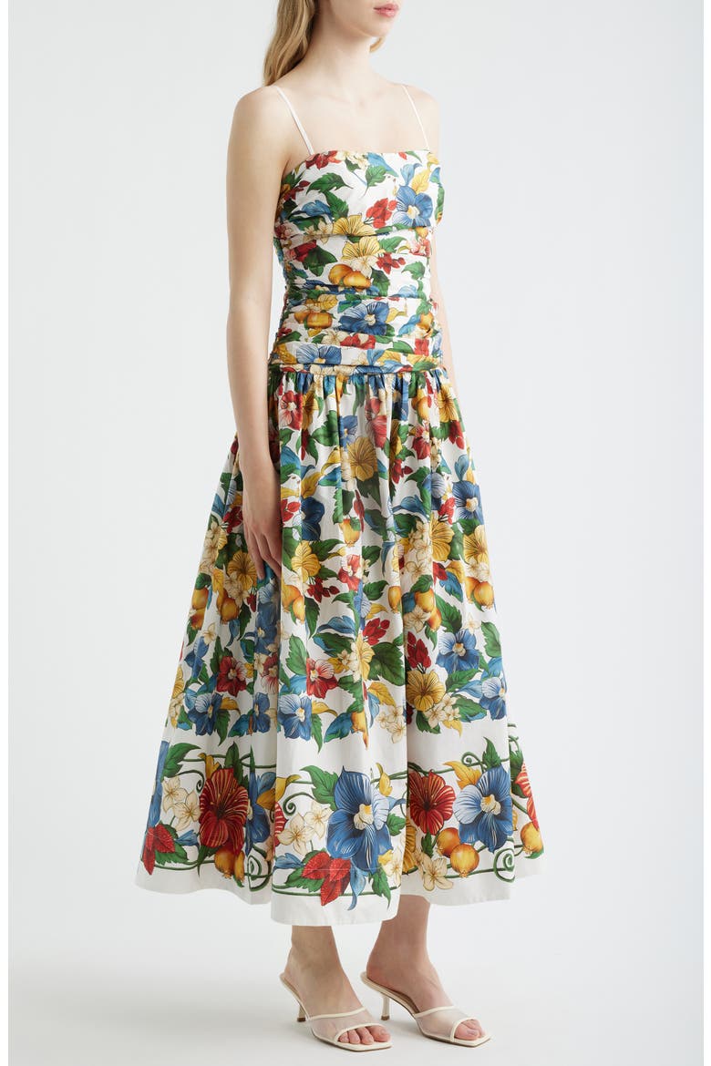Tropi Ruched Maxi Sundress, Alternate, color, TROPI OFF-WHITE