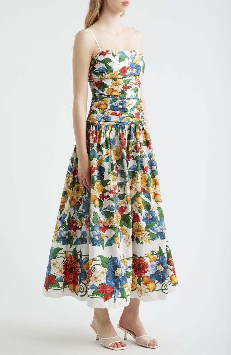 FARM Rio Tropi Ruched Maxi Sundress, Alternate, color, Tropi Off-White