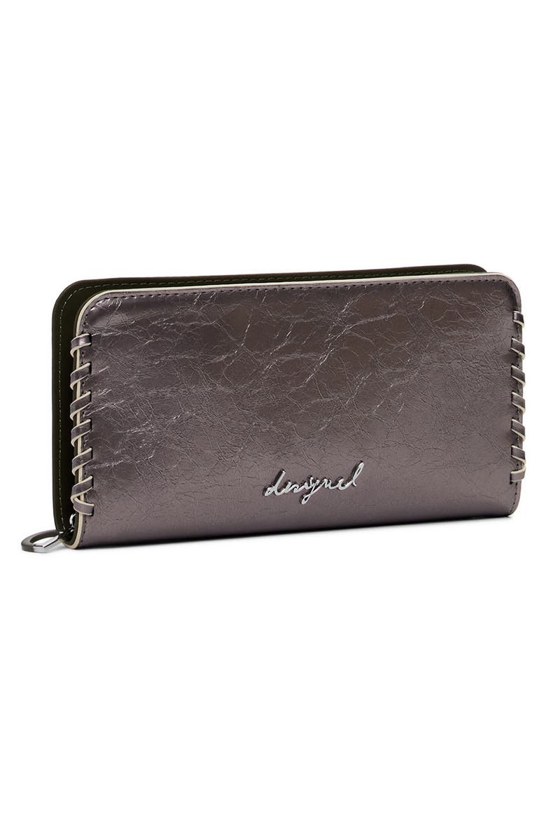 Long Faux Leather Wallet, Alternate, color, SILVER