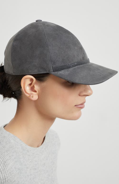 Brunello Cucinelli Suede Baseball Cap In Anthracite
