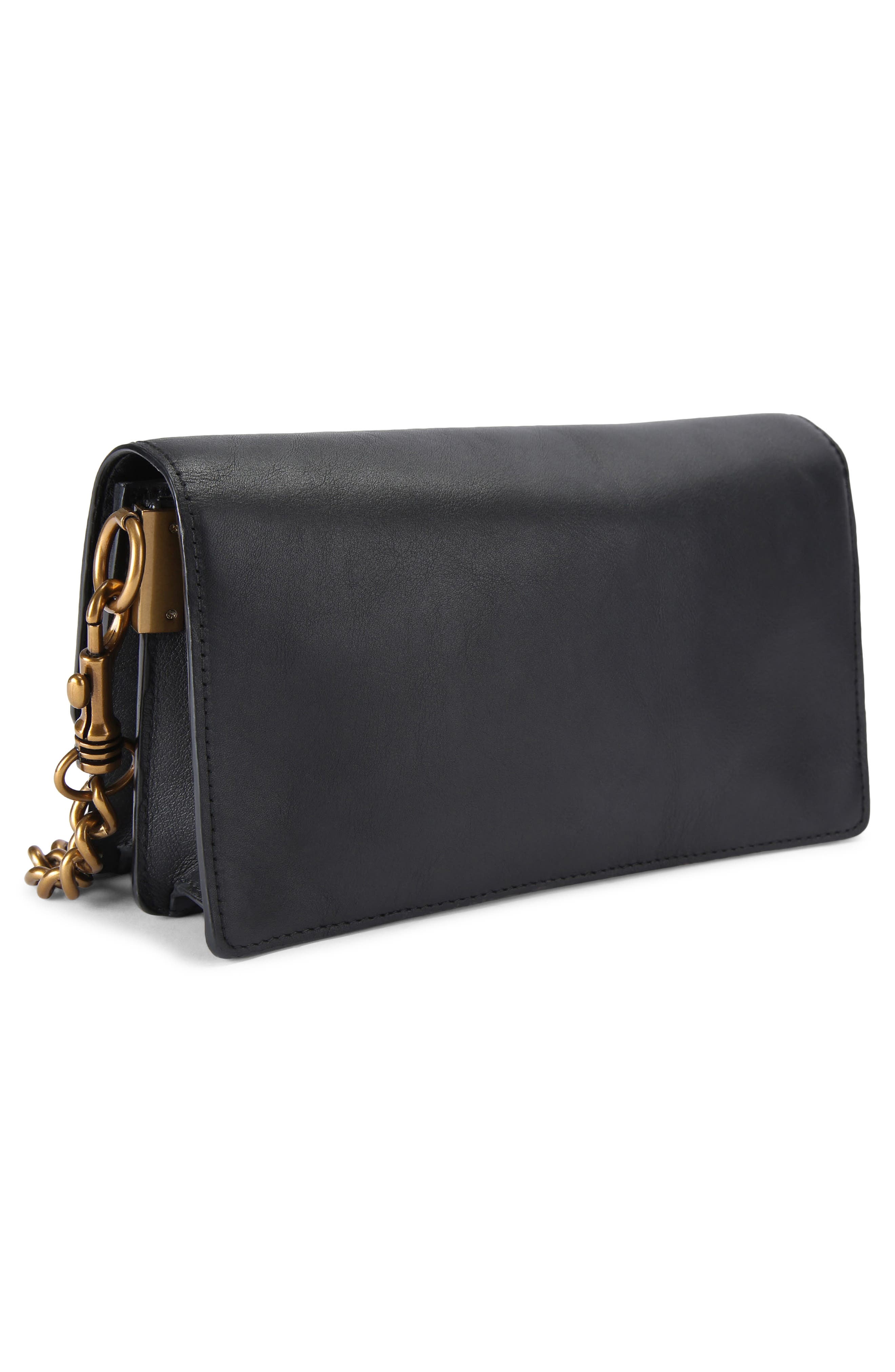 Shoreditch Soft Leather Shoulder Bag, Alternate, color, BLACK