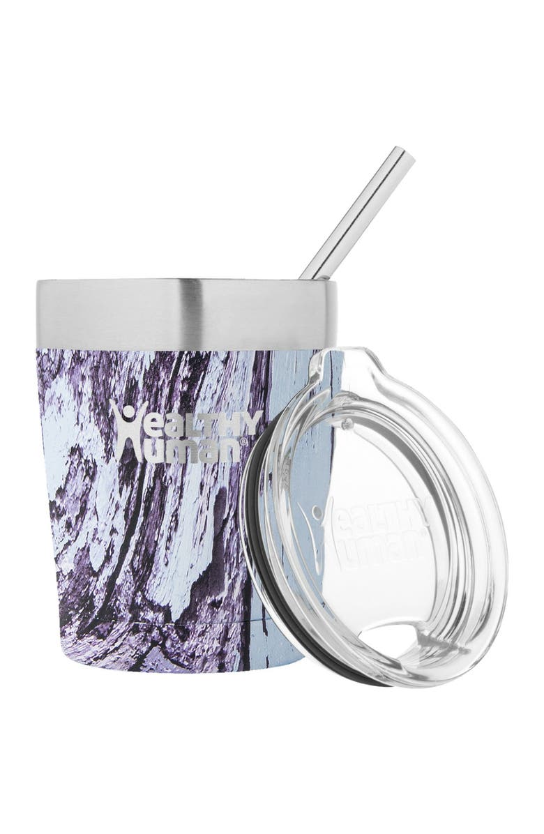 Healthy Human Stainless Steel Tumbler with Straw, 12 oz Orchid Driftwood, Main, color, Multicolored