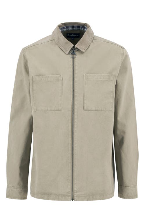 Barbour Lenker Twill Zip Overshirt In Neutral