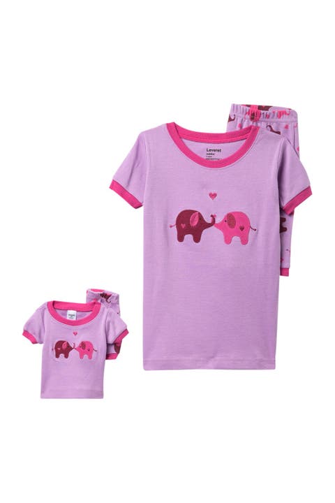 Girls Matching Doll Short Printed Cotton Pajamas