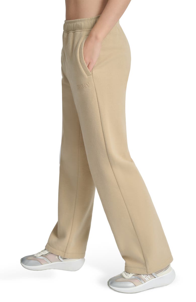 DKNY Logo High Waist Sweatpants, Alternate, color, Travertine