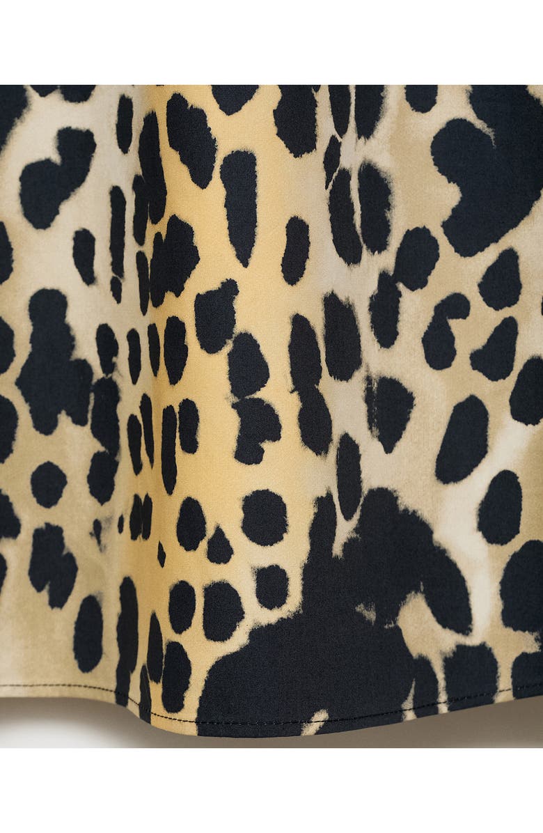 MANGO Animal Print Cotton A-Line Midi Skirt, Alternate, color, Black