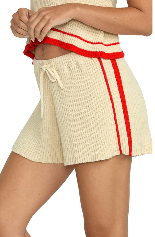 Billabong Summery Nights Stripe Cotton Sweater Shorts In Yellow