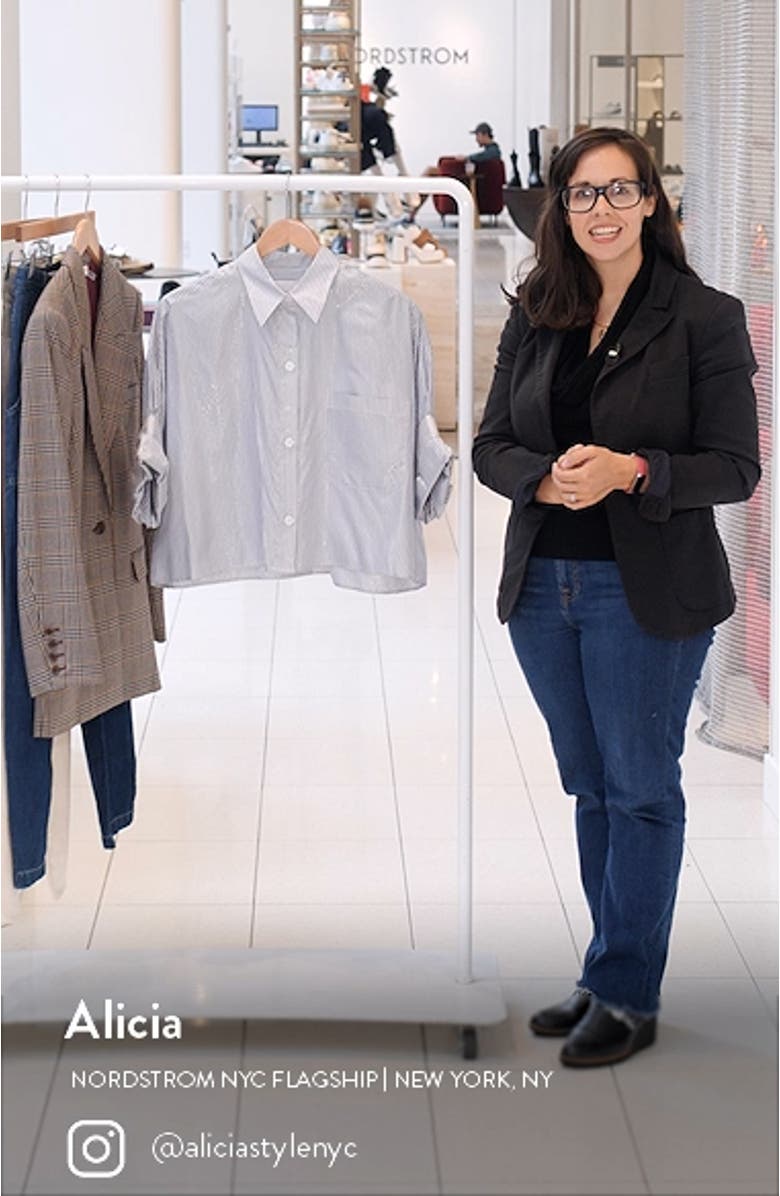 Next Ex Stripe Crop Silk Shirt, sales video thumbnail