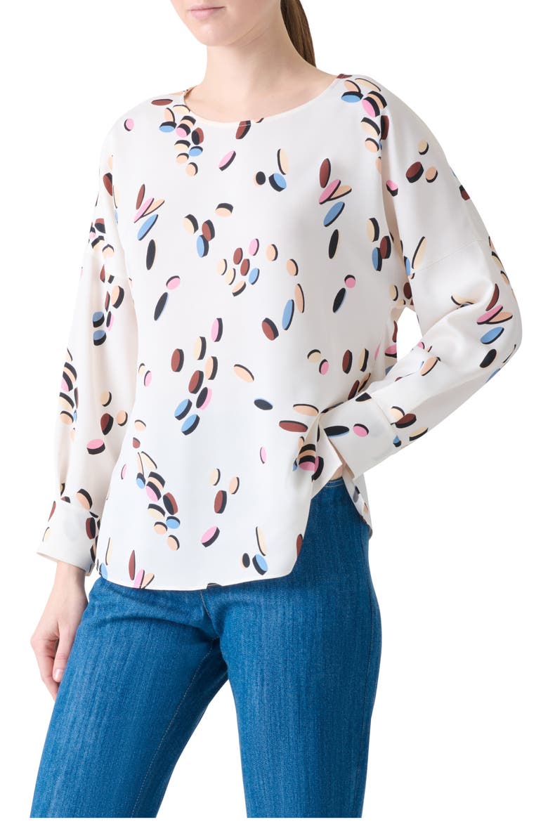 Dropping Dots Satin Top, Alternate, color, CREAM-MULTICOLOR