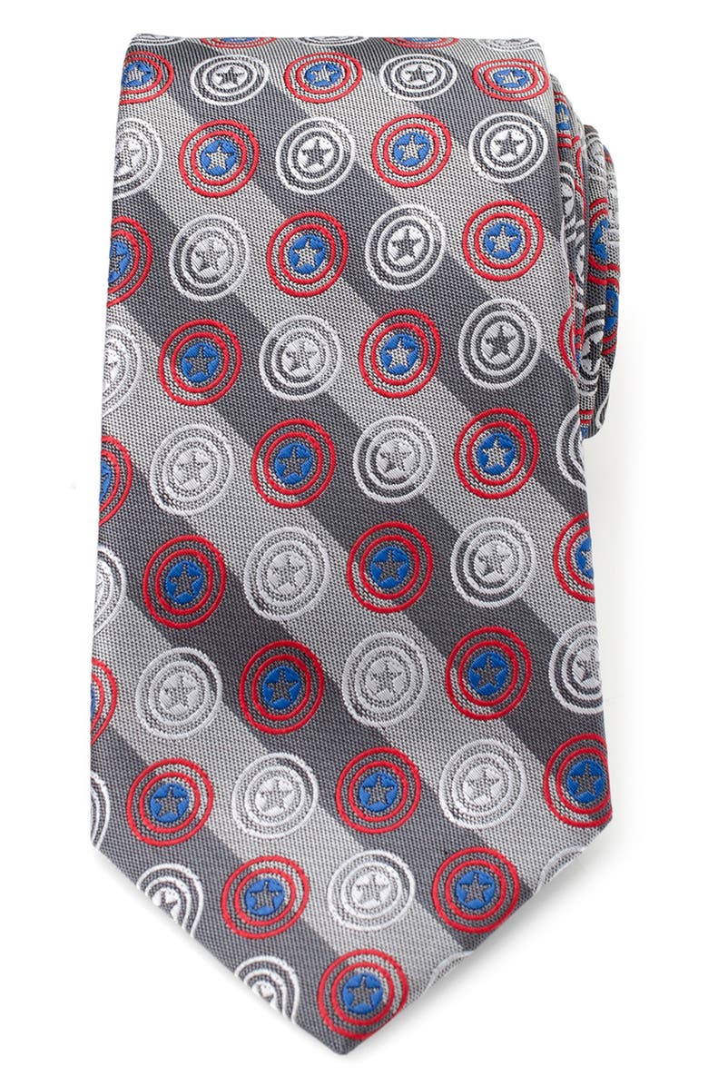 Cufflinks, Inc. Captain America Shield Stripe Tie, Main, color, Gray