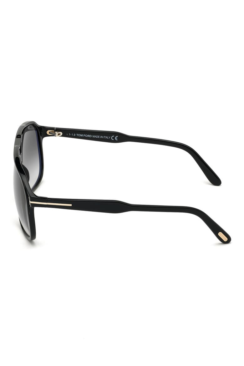 Raoul 62mm Gradient Navigator Sunglasses, Alternate, color, SHINY BLACK / SMOKE POLARIZED