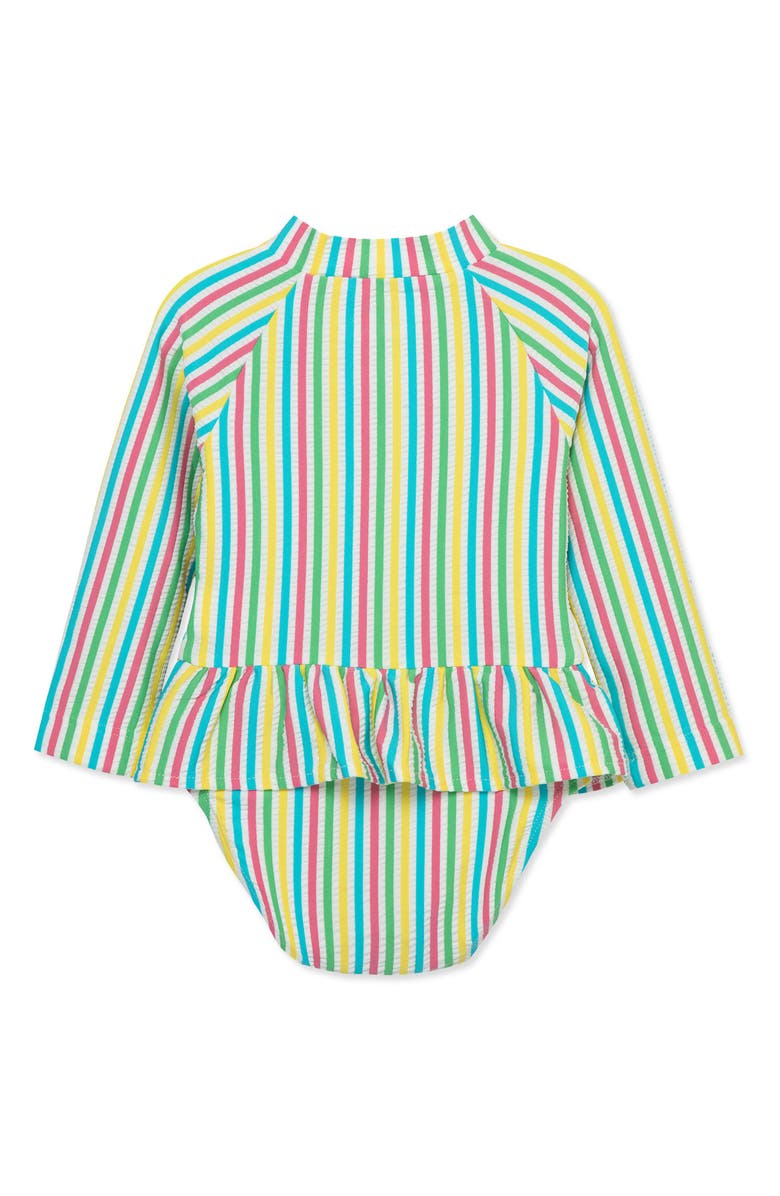 Little Me Kids' Stripe Skirted One-Piece Rashguard Swimsuit, Alternate, color, 