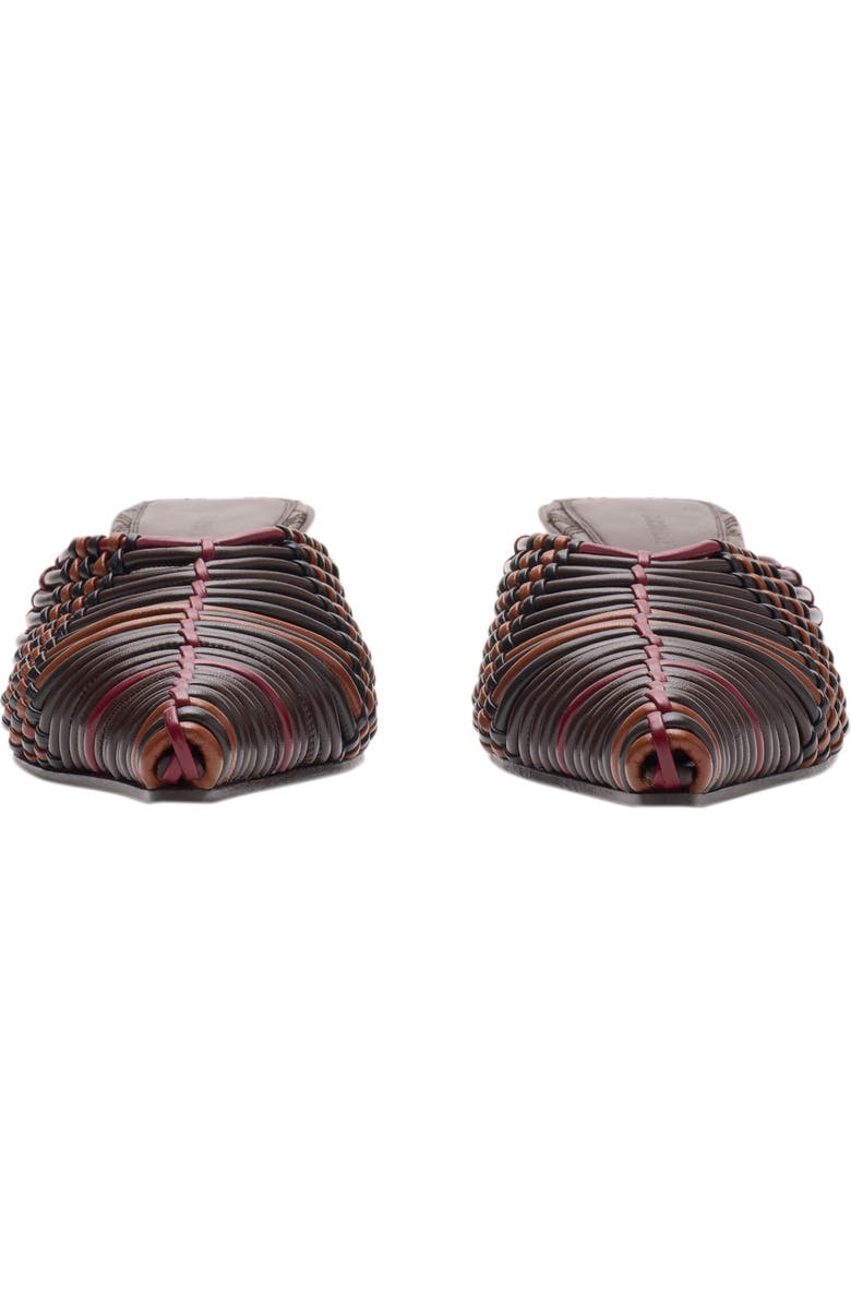 Burberry Check Woven Leather Cameo Mules, Alternate, color, Mahogany Red