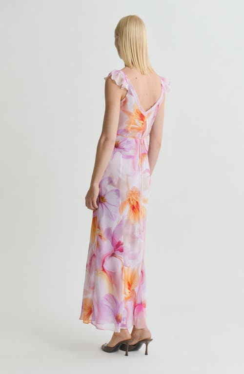 Mango Floral Ruffle Chiffon Maxi Dress In Multi