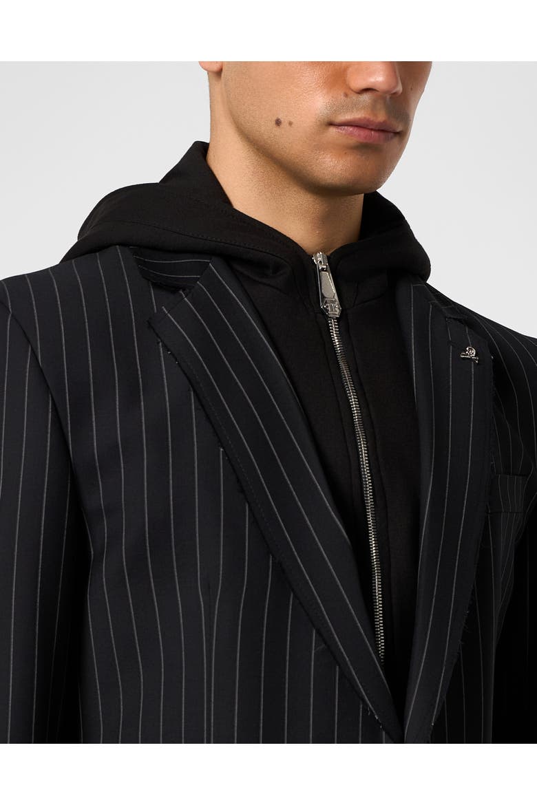 Hooded Blazer Pinstripe Men, Alternate, color, black