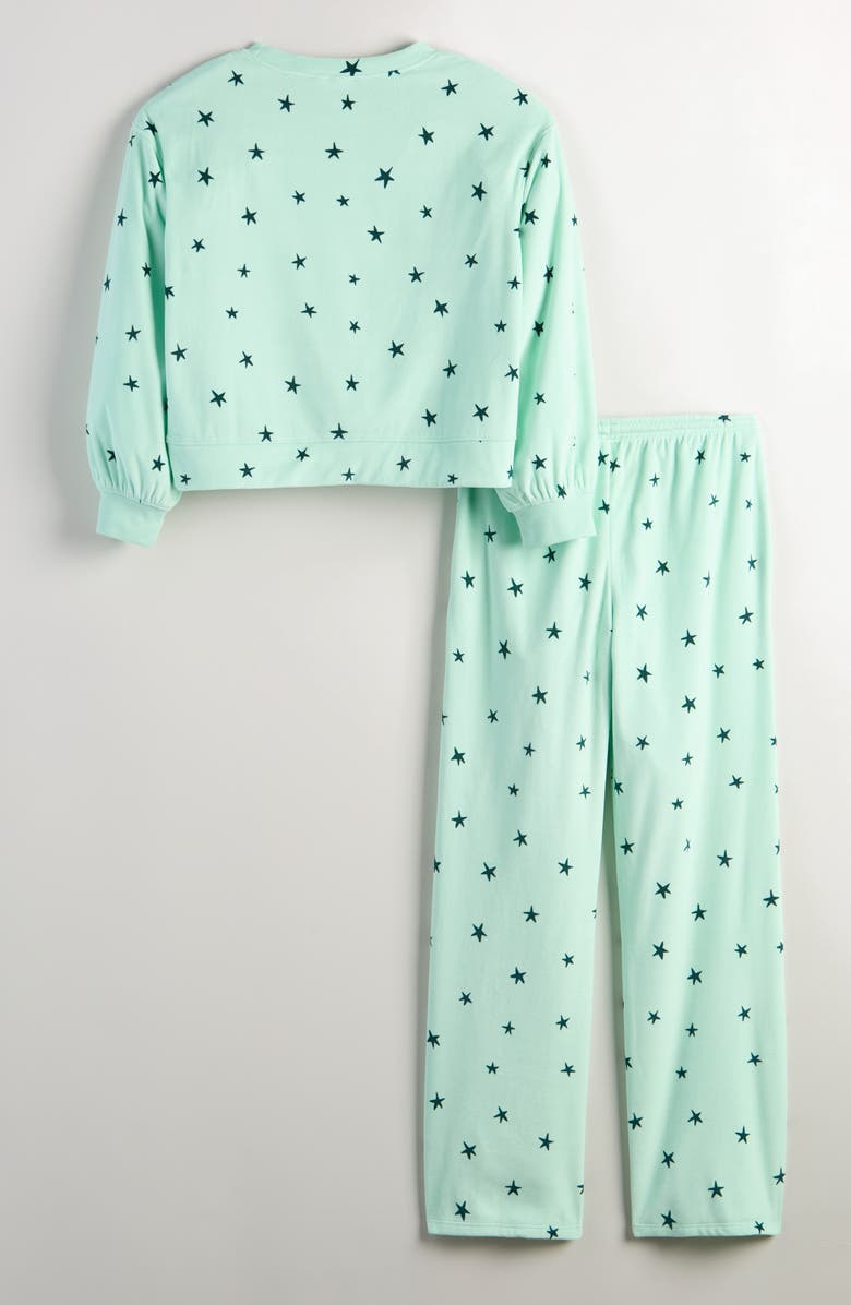 Nordstrom Kids' Sporty Velour Pajamas, Alternate, color, Multi Green Star Dreams