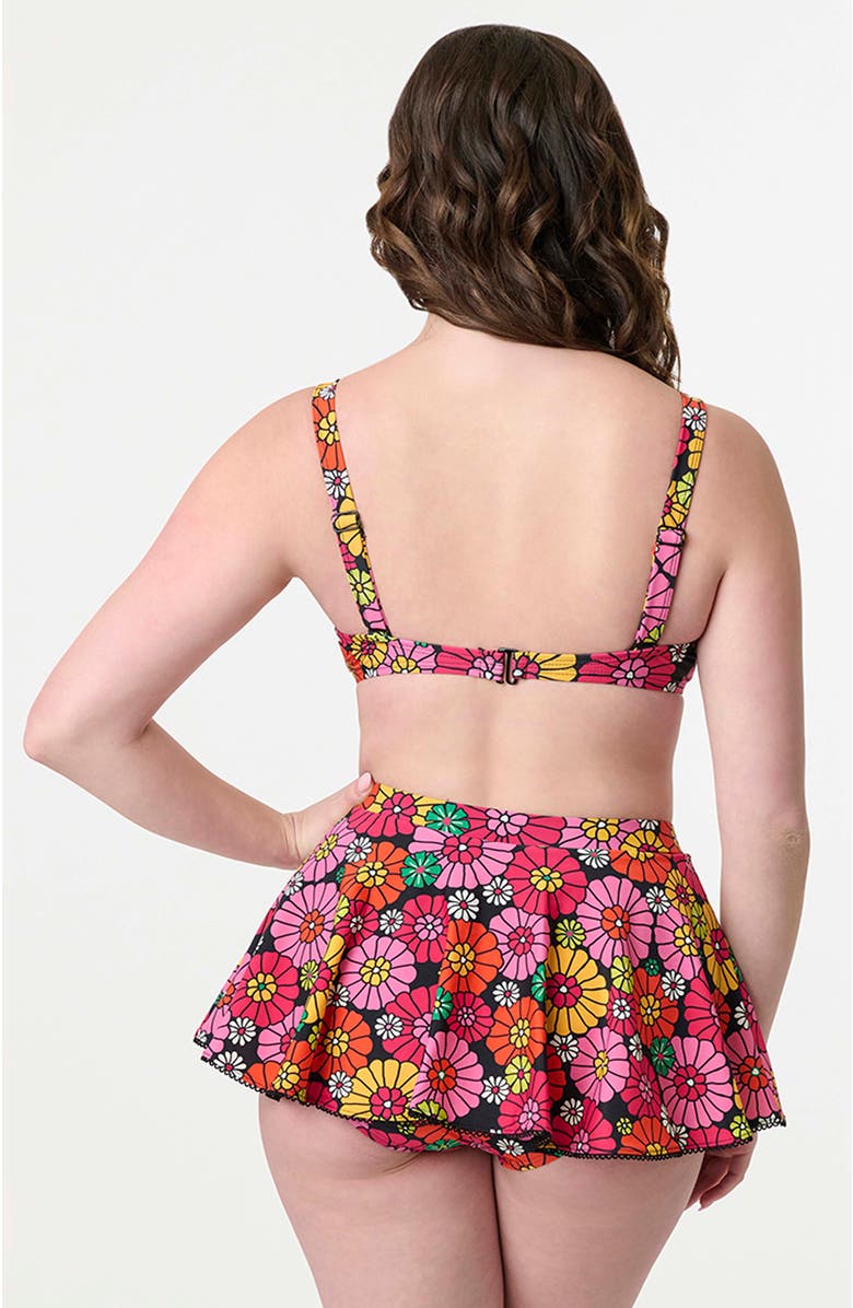 Unique Vintage Molded Cup & Bow Swim Top, Alternate, color, Black Floral