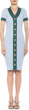 Alexia Admor Otto V-neck Short Sleeve Ribbed Sweater Dress