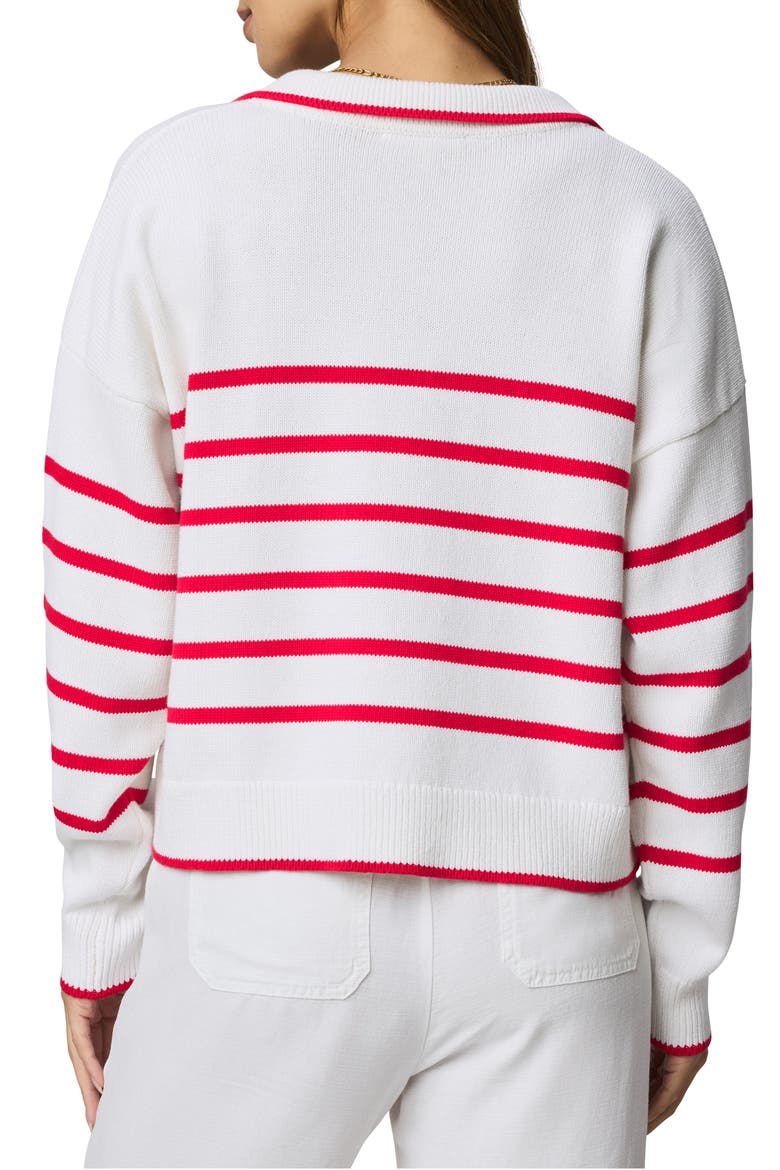 Arden Stripe Polo Sweater, Alternate, color, WHITE/ ROUGE