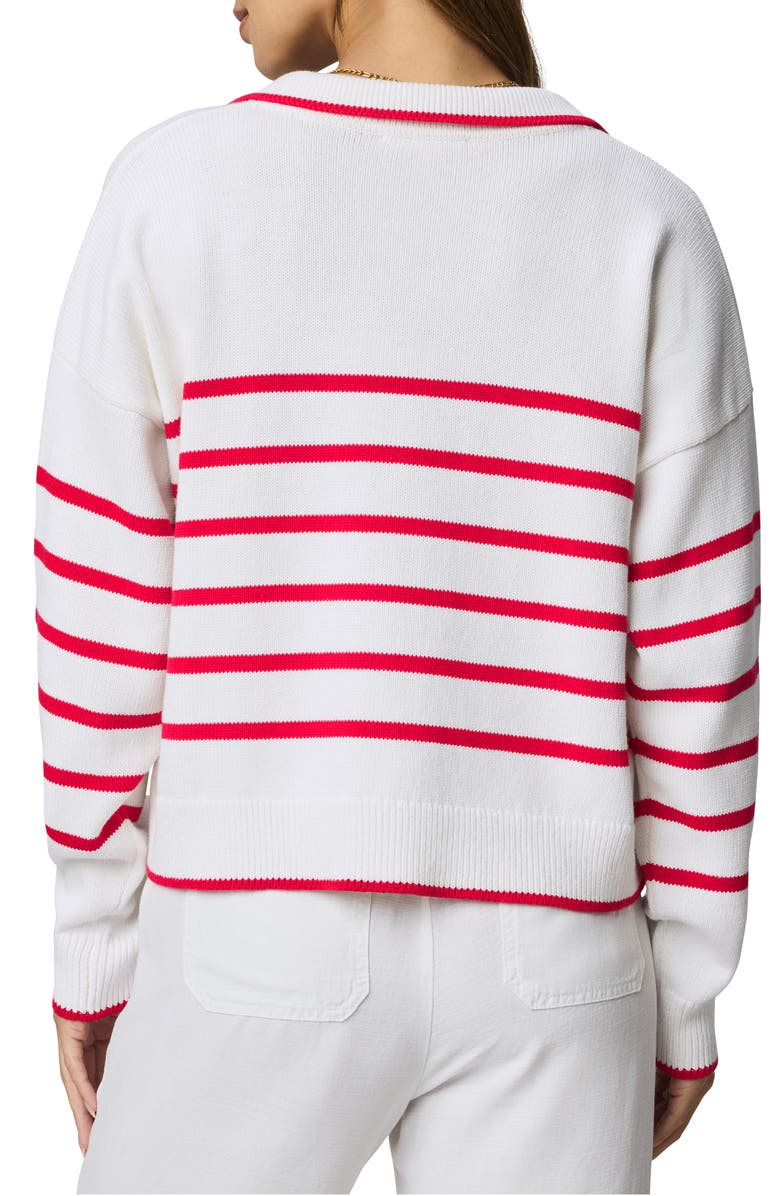 Splendid Arden Stripe Polo Sweater, Alternate, color, White/ Rouge