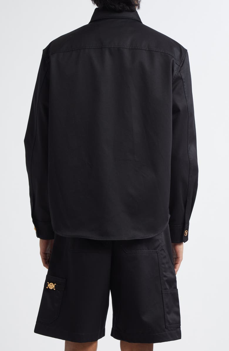 Versace Cotton Gabardine Overshirt, Alternate, color, Black